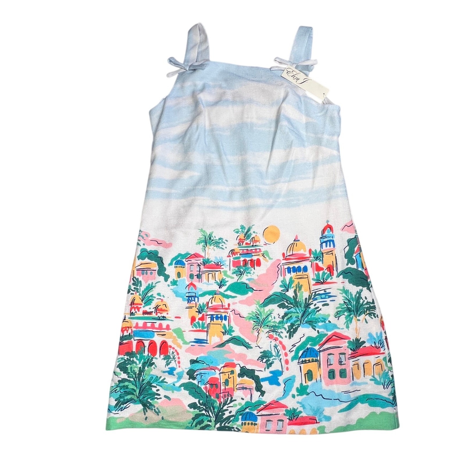 Eliza J Sundress Womens Size 6 Shift Dress City Print Coastal Resort Mini New